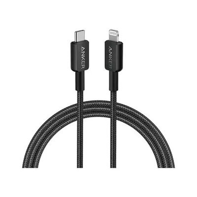 كابل Anker 322 USB-C إلى Lightning (6 قدم مغلف) أسود