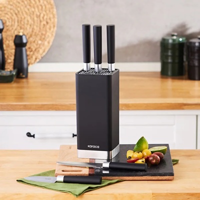 طقم سكاكين ستاند أسود مكون من 6 قطع من كاراجا