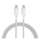 كابل Anker 322 USB-C إلى USB-C (6 قدم مغلف) أبيض