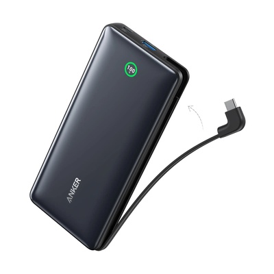 باور بانك Anker Nano (20K، 30W) مدمج بكابل USB-C (أسود)