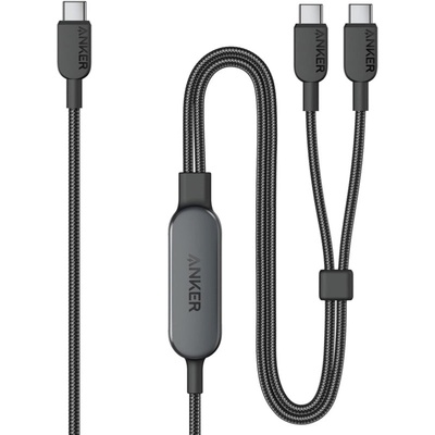 كابل Anker 2 في 1 USB-C إلى USB-C (4 قدم، 140 وات) أسود