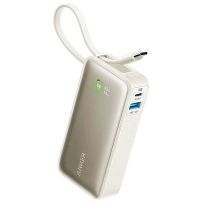 باور بانك Anker Nano (30W) مدمج بكابل USB-C (أبيض)